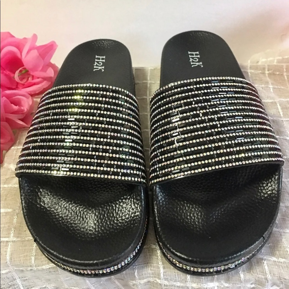 WOMENS BRAND NEW RHINESTONE H2K SLIDES